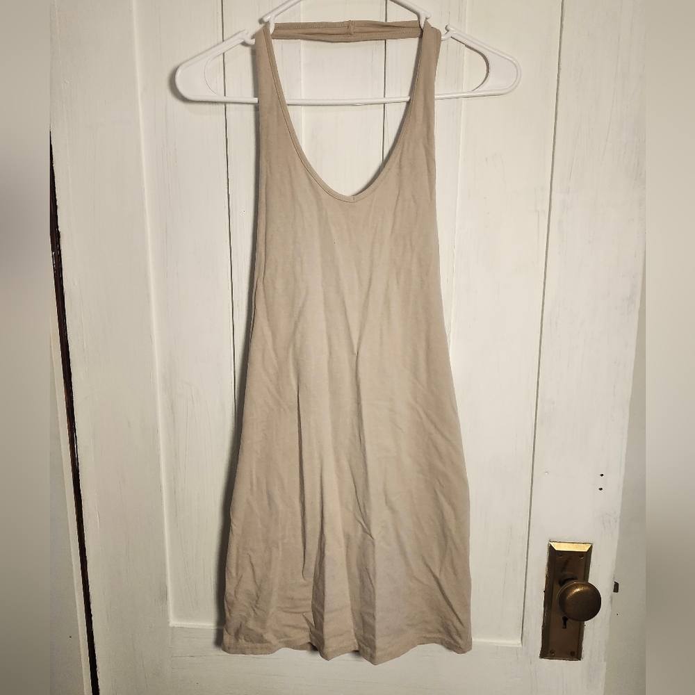 Tan Halter Mini Dress